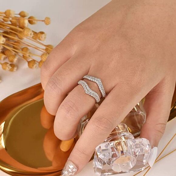 NEW 925 Sterling Silver Diamond Bridal Ring Enhancer Guard for Engagement Rings - Picture 7 of 9